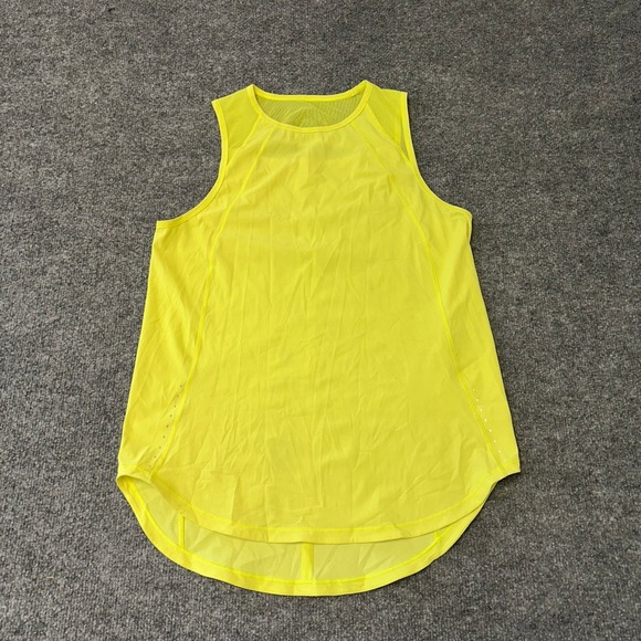 lululemon athletica Tops - Lululemon Tank Top Womens Size 6 Neon Yellow Mesh Back Athletic Running Stained